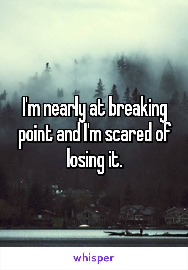 I'm nearly at breaking point and I'm scared of losing it.