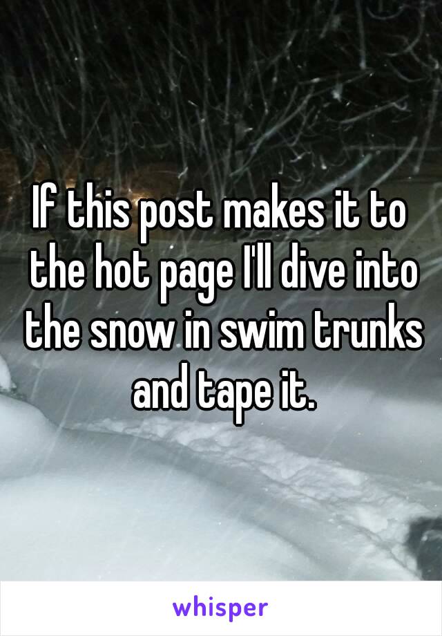 If this post makes it to the hot page I'll dive into the snow in swim trunks and tape it.