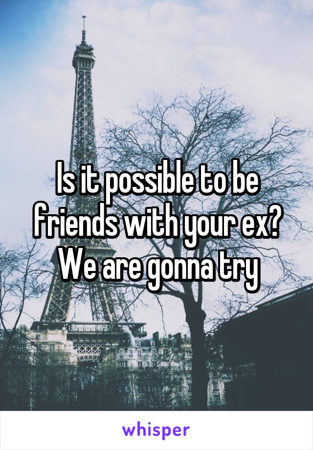 Is it possible to be friends with your ex?
We are gonna try