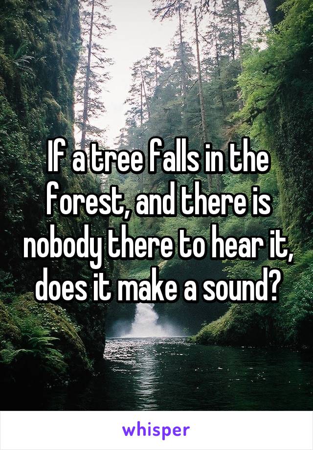 If a tree falls in the forest, and there is nobody there to hear it, does it make a sound?