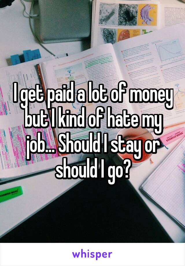 I get paid a lot of money but I kind of hate my job... Should I stay or should I go?