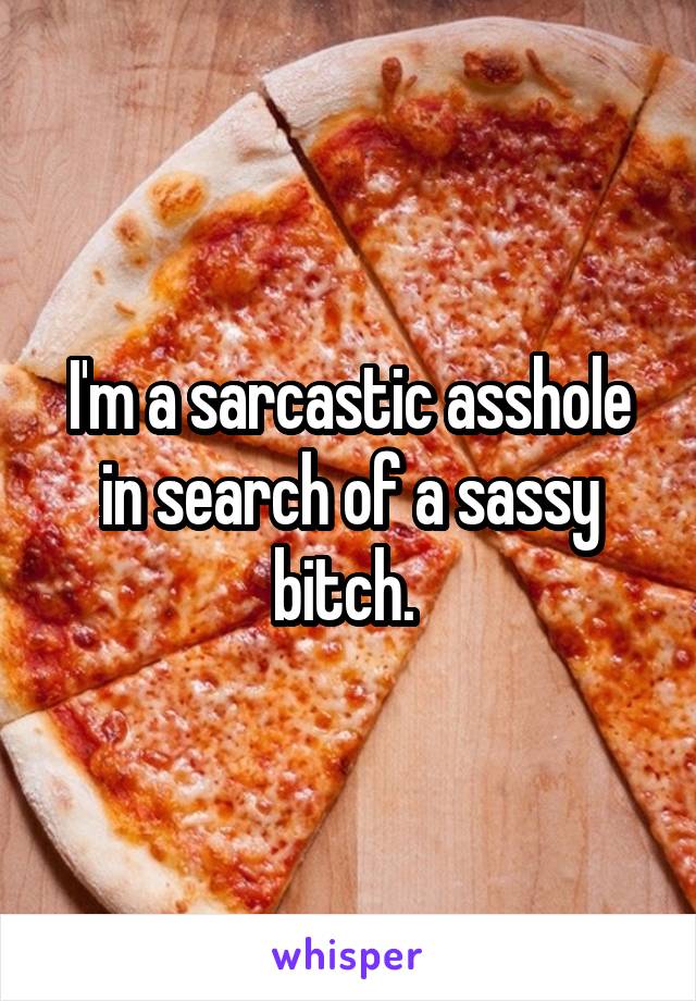 I'm a sarcastic asshole in search of a sassy bitch. 