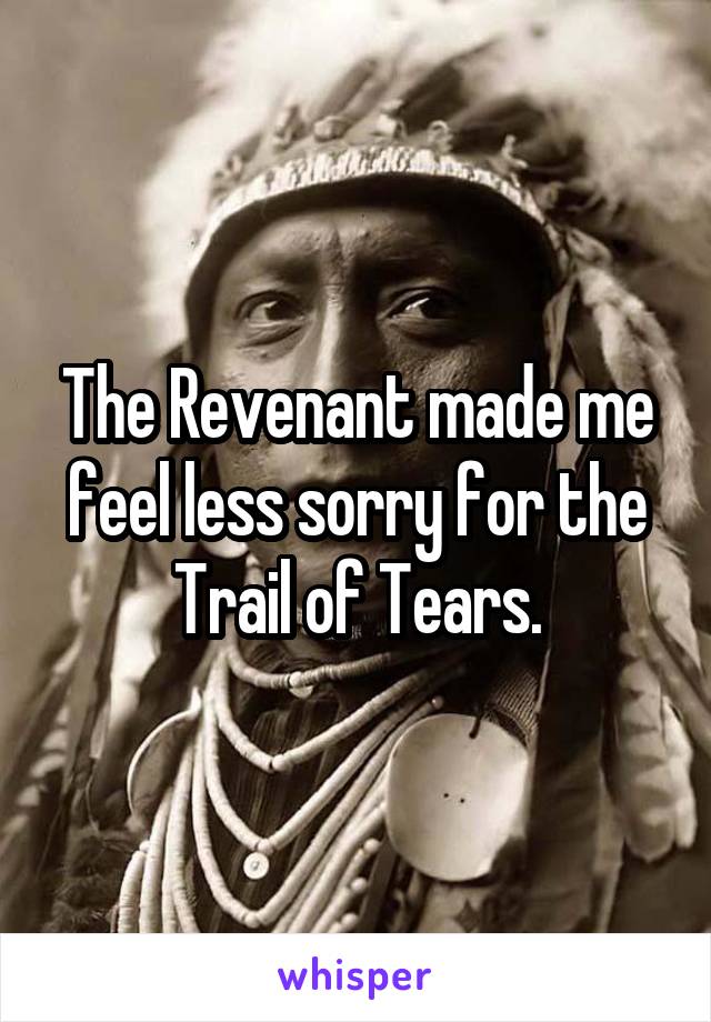 The Revenant made me feel less sorry for the Trail of Tears.