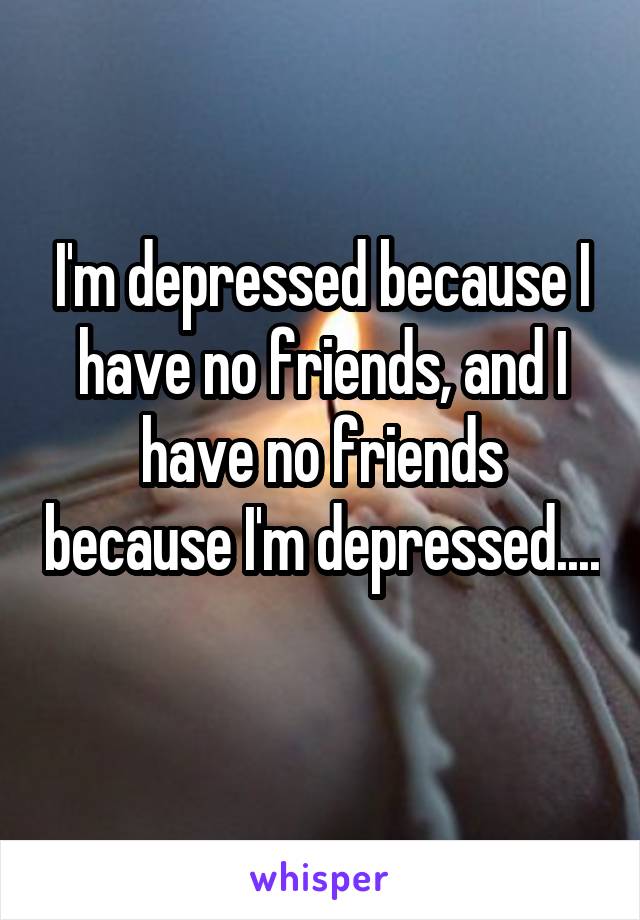 I'm depressed because I have no friends, and I have no friends because I'm depressed.... 