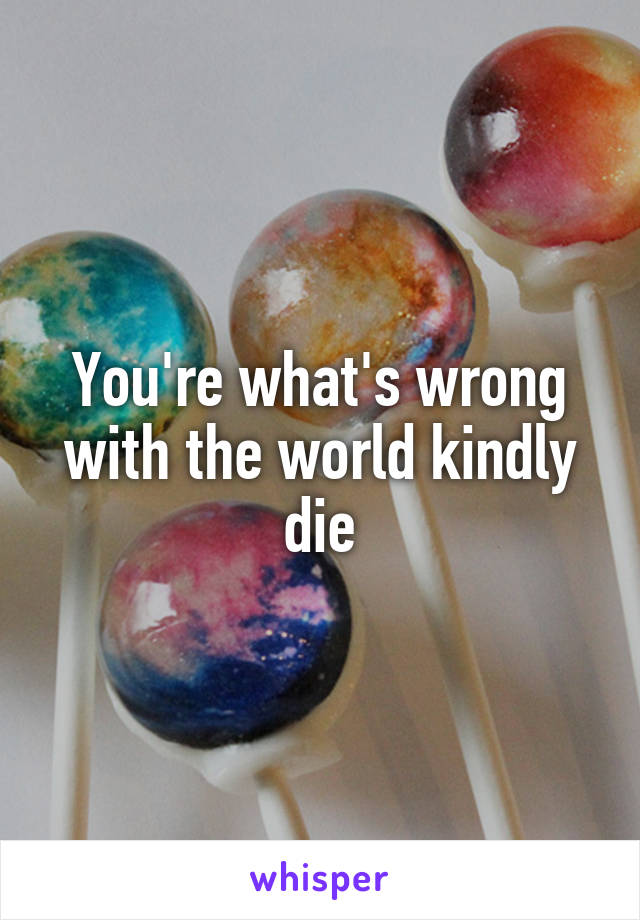 You're what's wrong with the world kindly die