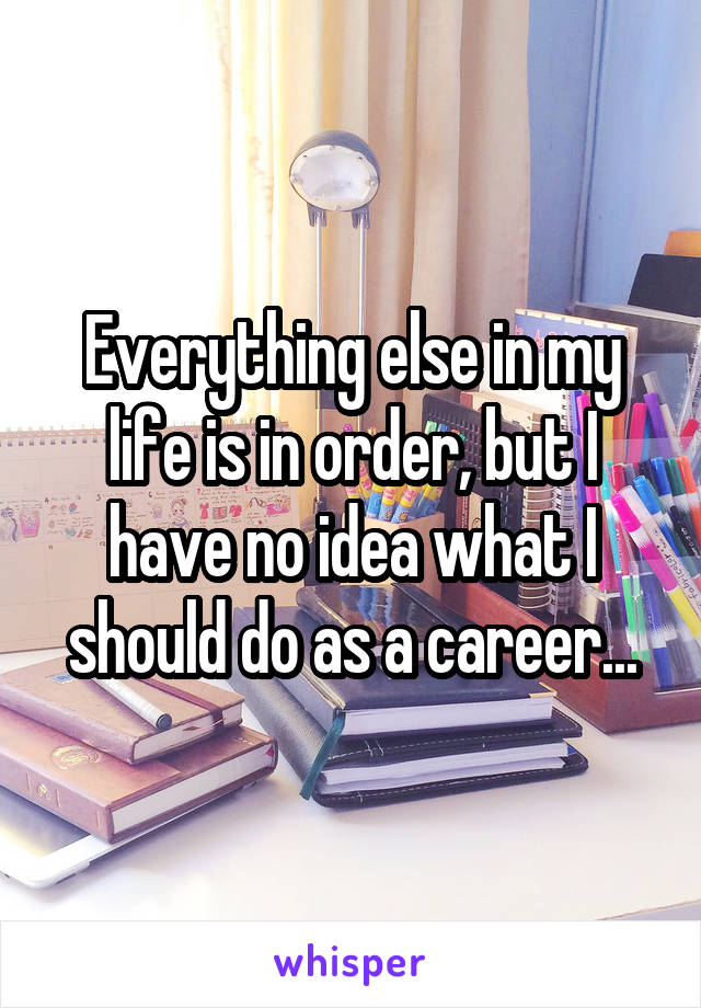 Everything else in my life is in order, but I have no idea what I should do as a career...