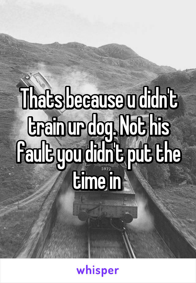 Thats because u didn't train ur dog. Not his fault you didn't put the time in 