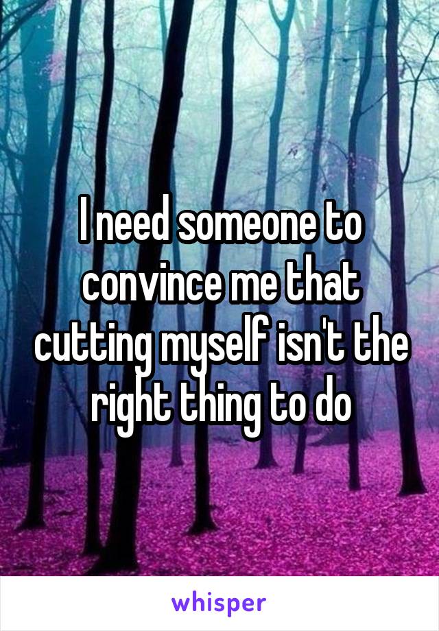 I need someone to convince me that cutting myself isn't the right thing to do
