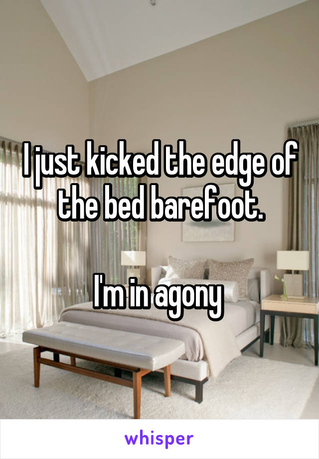 I just kicked the edge of the bed barefoot.

I'm in agony 
