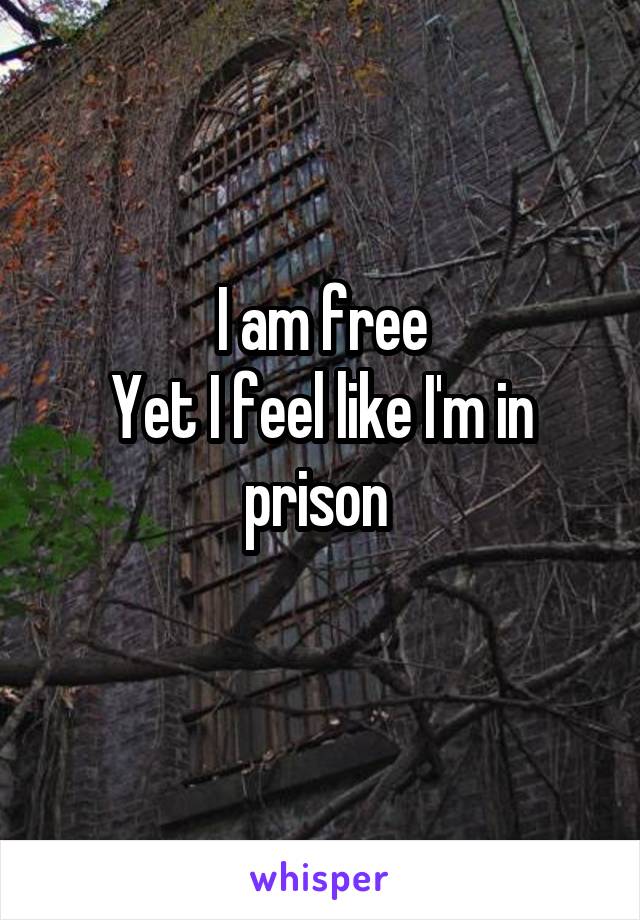 I am free
Yet I feel like I'm in prison 
