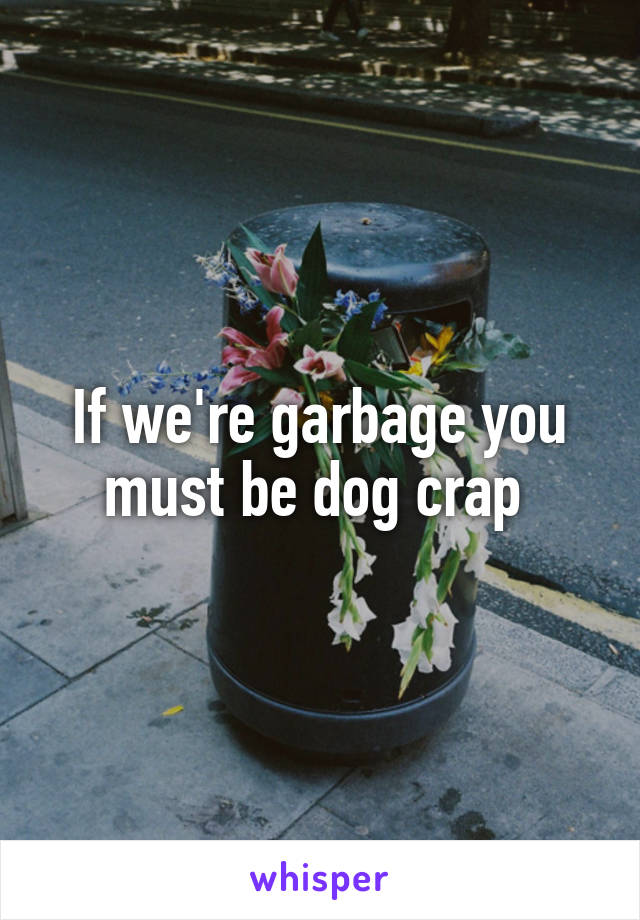 If we're garbage you must be dog crap 