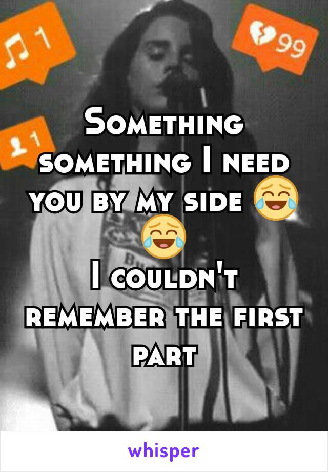 Something something I need you by my side 😂😂
I couldn't remember the first part