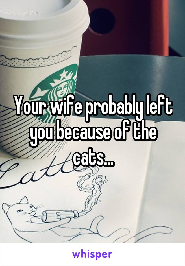 Your wife probably left you because of the cats...