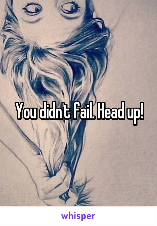 You didn't fail. Head up!