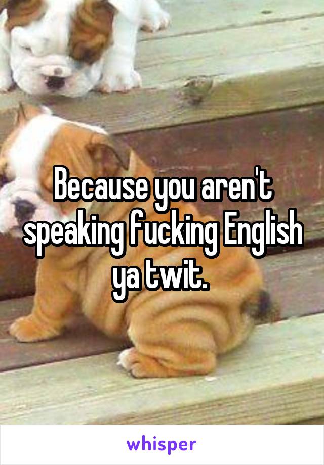 Because you aren't speaking fucking English ya twit. 