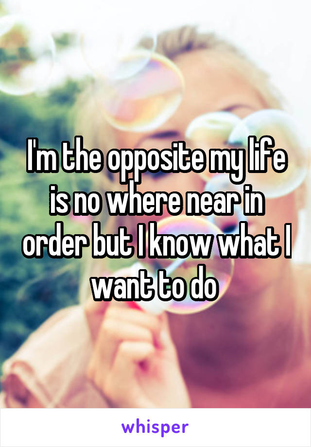 I'm the opposite my life is no where near in order but I know what I want to do 