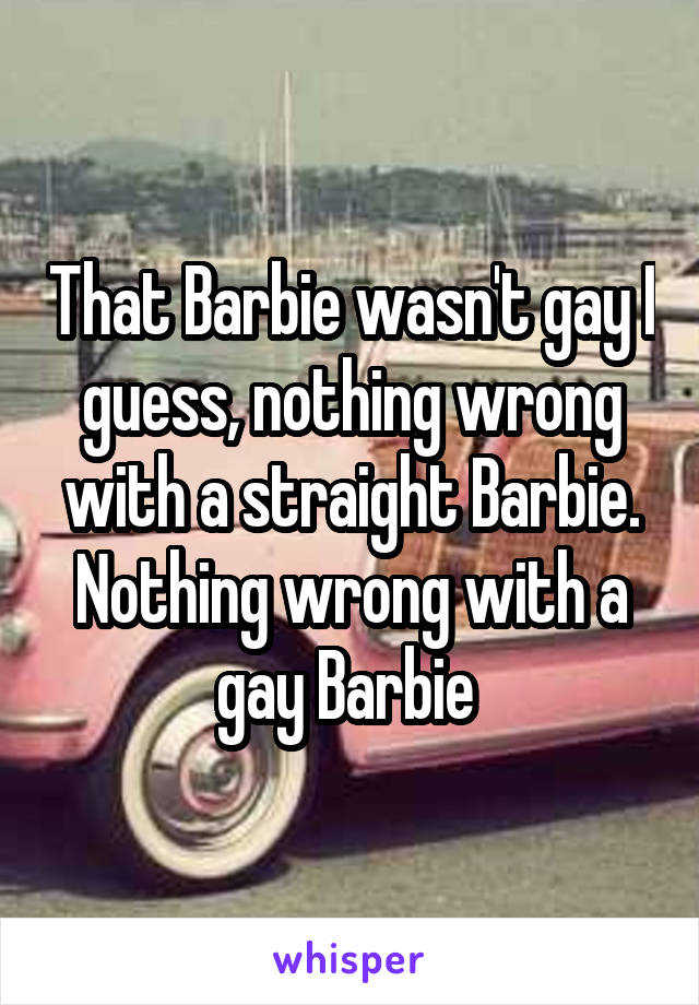 That Barbie wasn't gay I guess, nothing wrong with a straight Barbie. Nothing wrong with a gay Barbie 