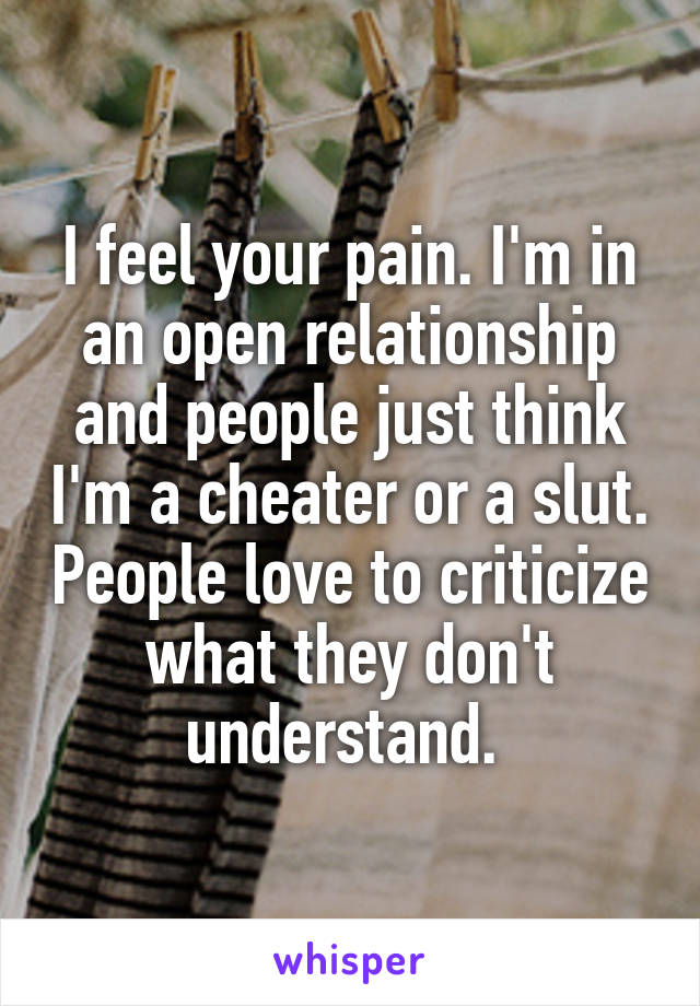 I feel your pain. I'm in an open relationship and people just think I'm a cheater or a slut. People love to criticize what they don't understand. 