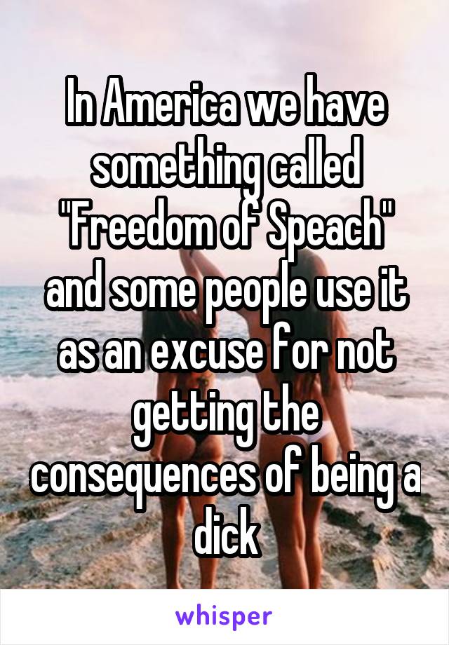 In America we have something called "Freedom of Speach" and some people use it as an excuse for not getting the consequences of being a dick