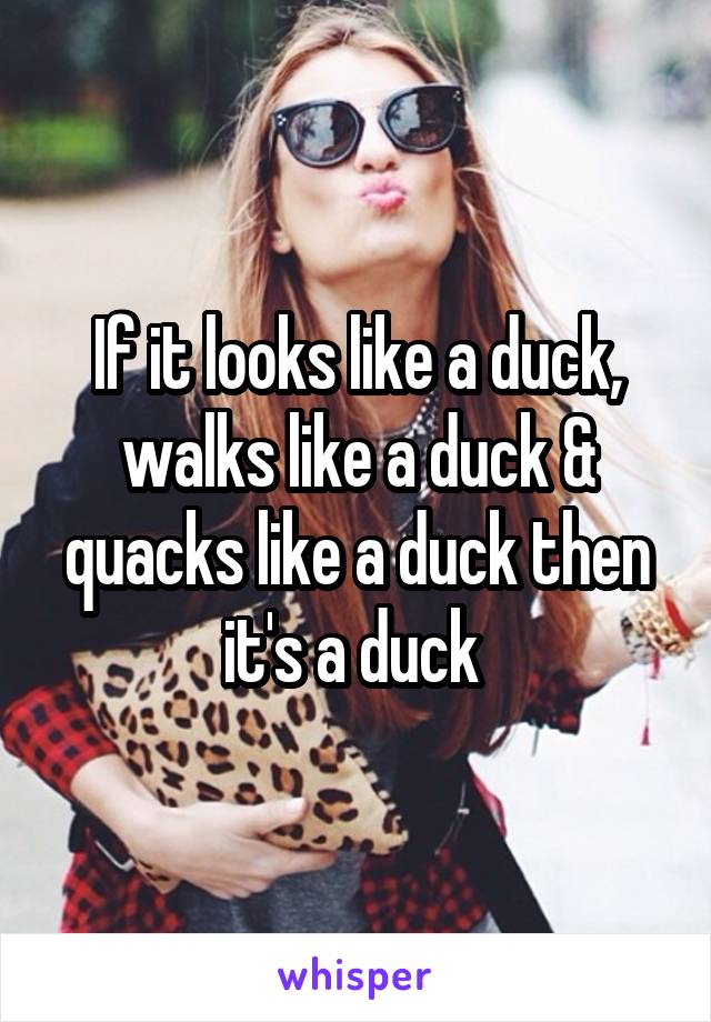 If it looks like a duck, walks like a duck & quacks like a duck then it's a duck 
