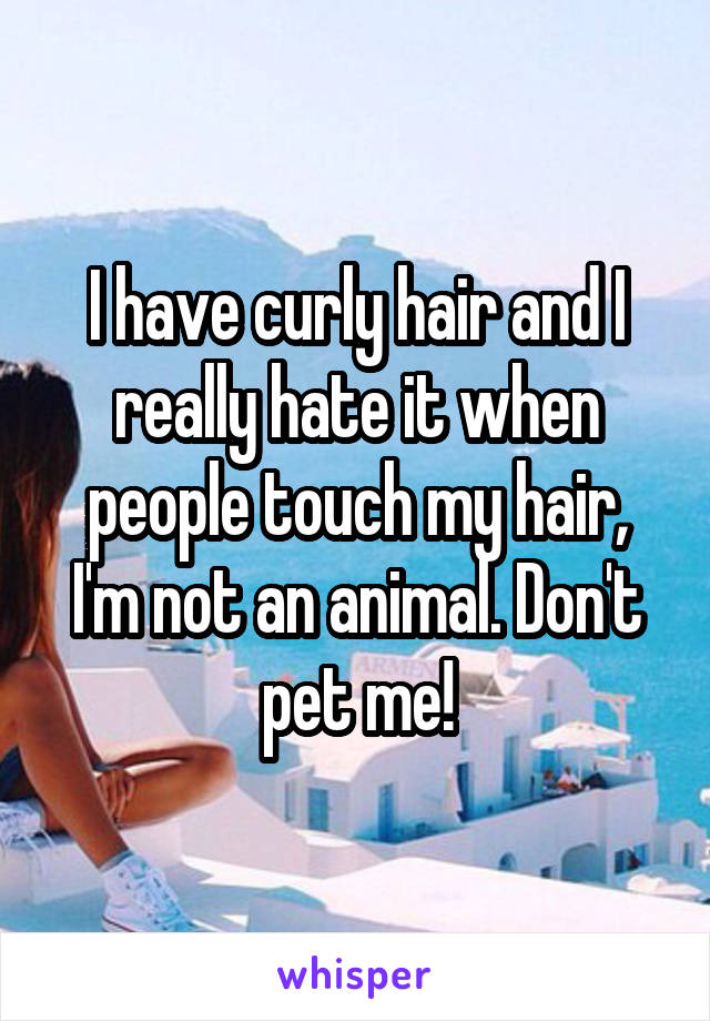 I have curly hair and I really hate it when people touch my hair, I'm not an animal. Don't pet me!