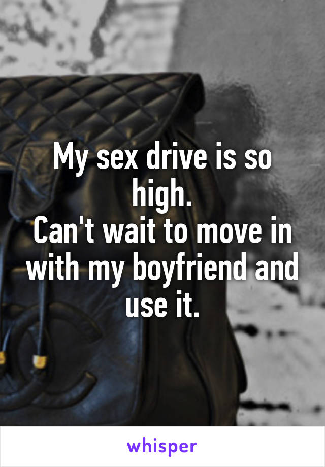 My sex drive is so high.
Can't wait to move in with my boyfriend and use it.