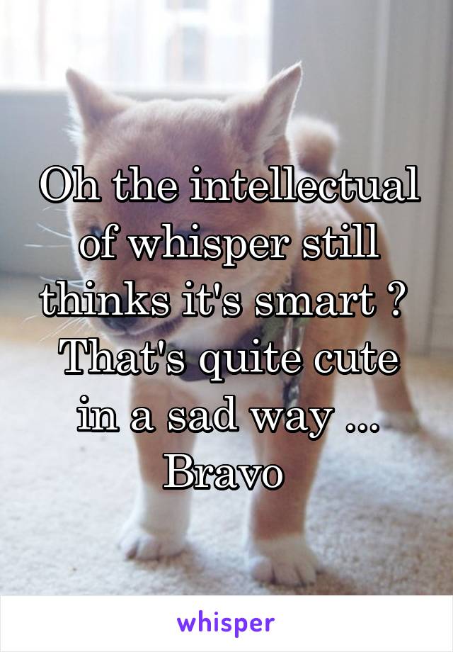 Oh the intellectual of whisper still thinks it's smart ? 
That's quite cute in a sad way ... Bravo 