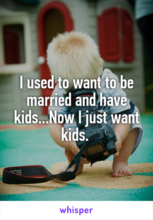 I used to want to be married and have kids...Now I just want kids. 