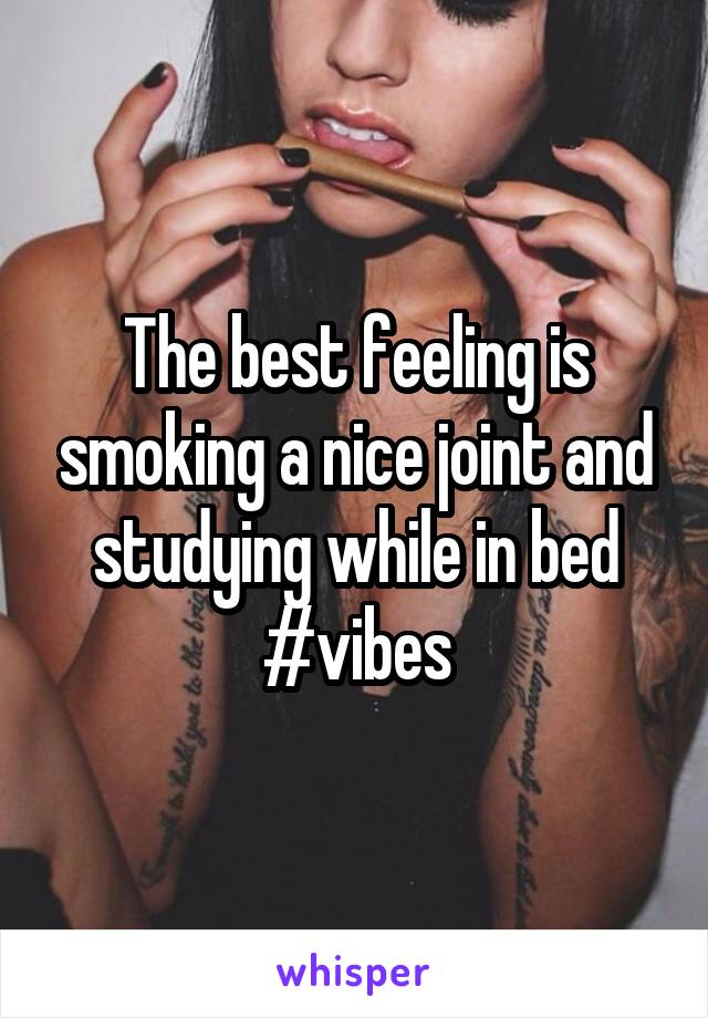 The best feeling is smoking a nice joint and studying while in bed
#vibes