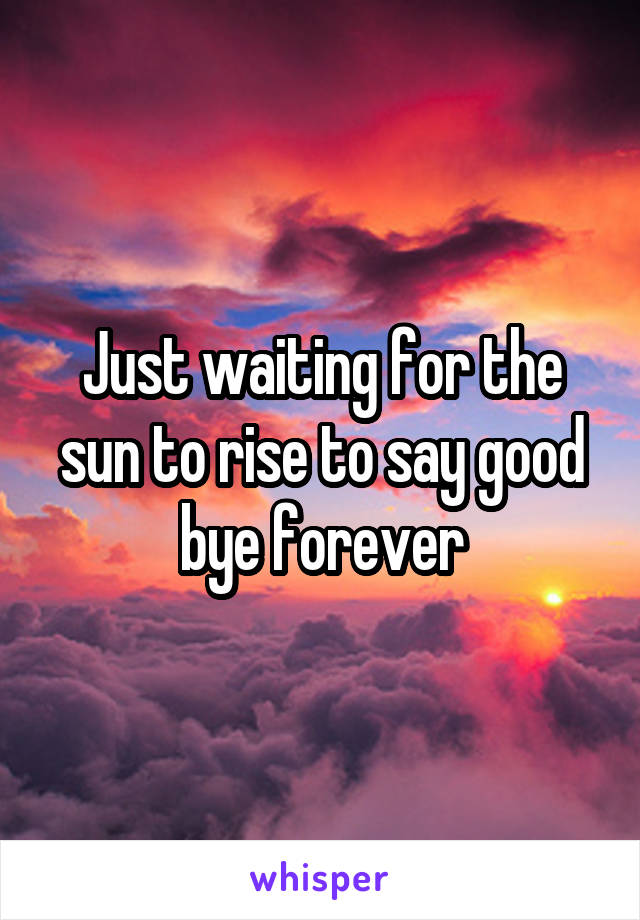 Just waiting for the sun to rise to say good bye forever