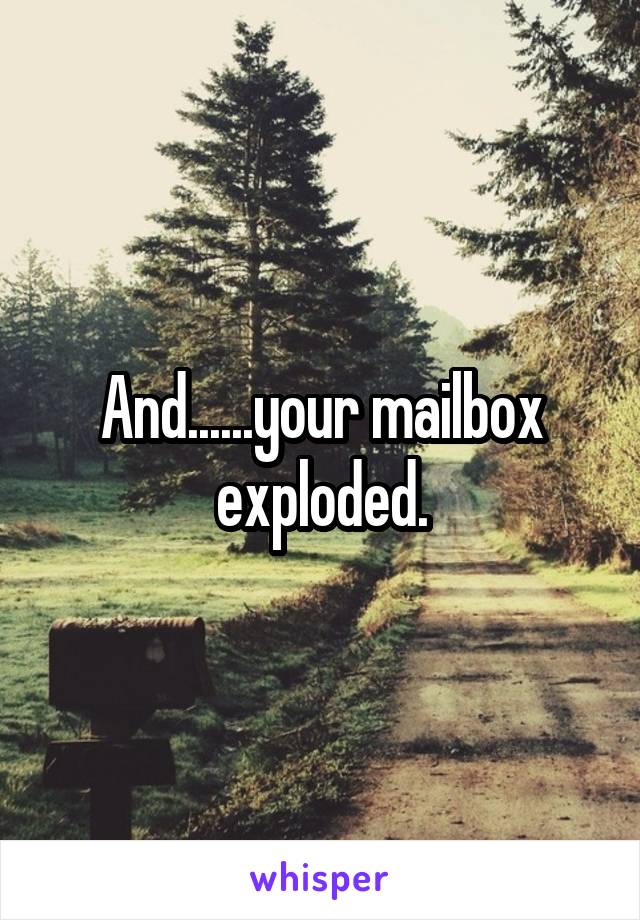 And......your mailbox exploded.