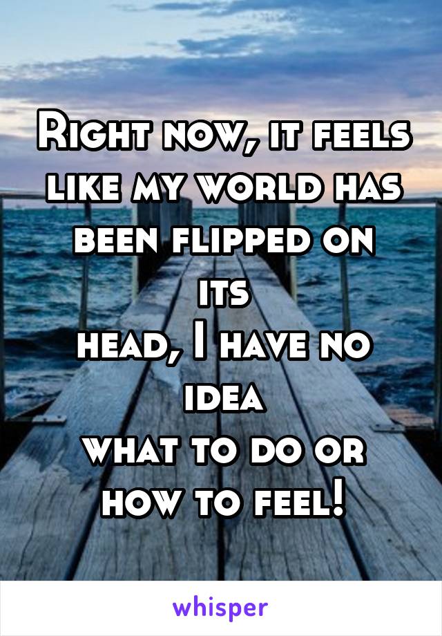 Right now, it feels
like my world has
been flipped on its
head, I have no idea
what to do or
how to feel!