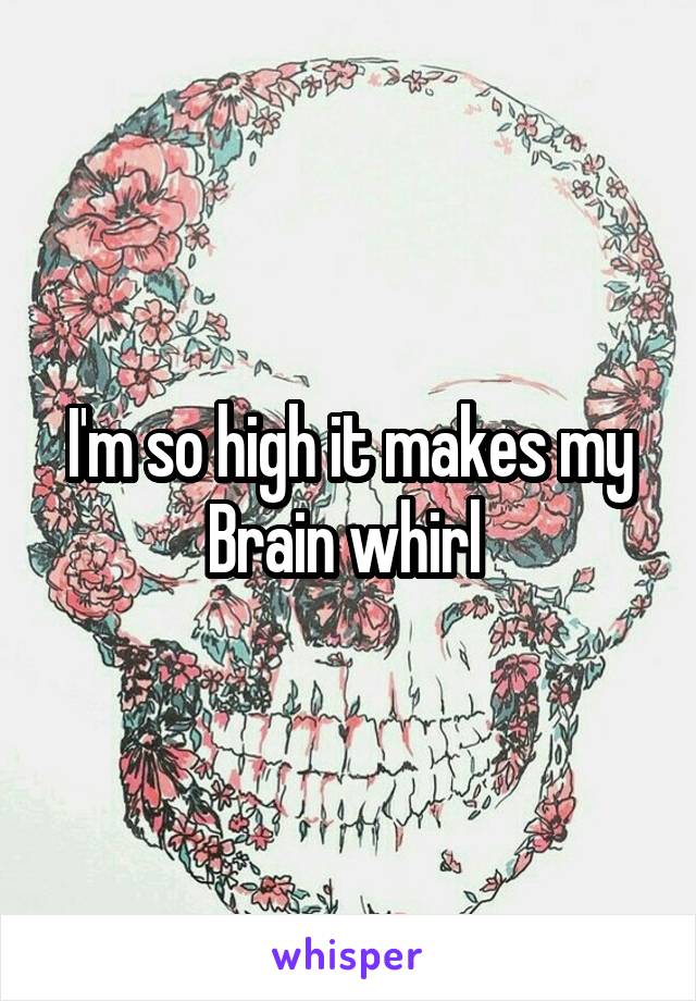 I'm so high it makes my Brain whirl 