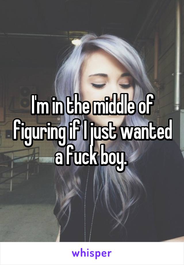 I'm in the middle of figuring if I just wanted a fuck boy. 