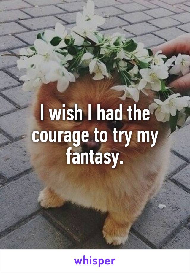 I wish I had the courage to try my fantasy.