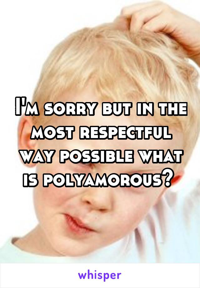 I'm sorry but in the most respectful way possible what is polyamorous? 