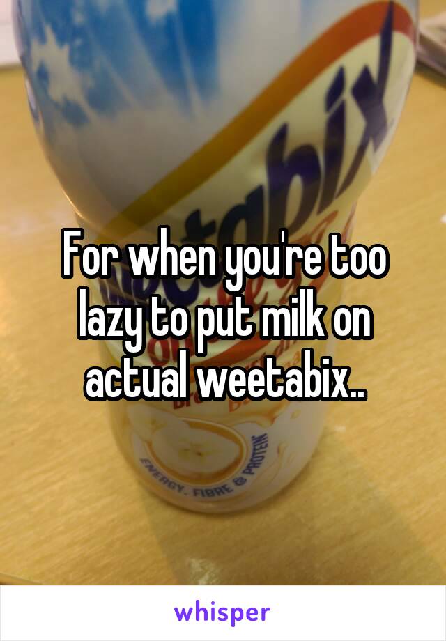 For when you're too lazy to put milk on actual weetabix..