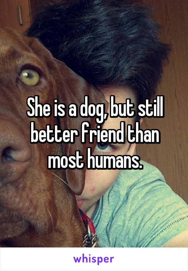 She is a dog, but still better friend than most humans.