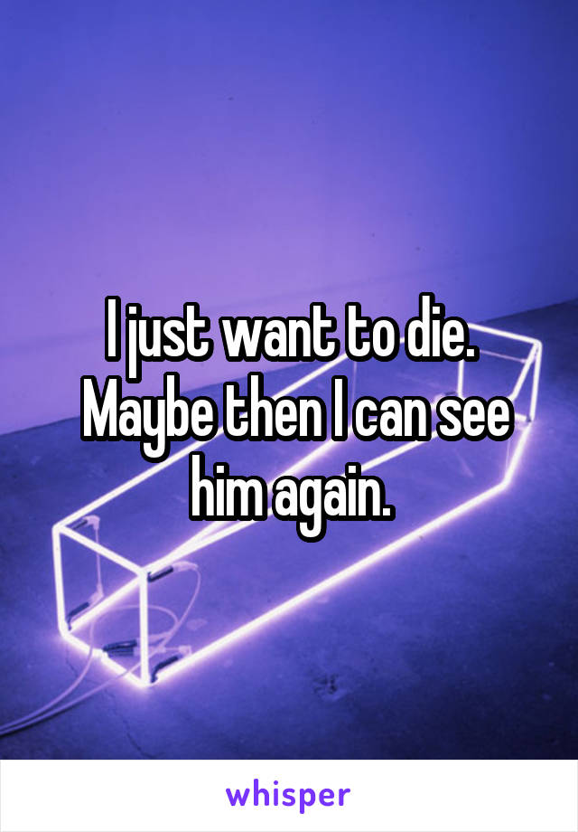 I just want to die.
 Maybe then I can see him again.