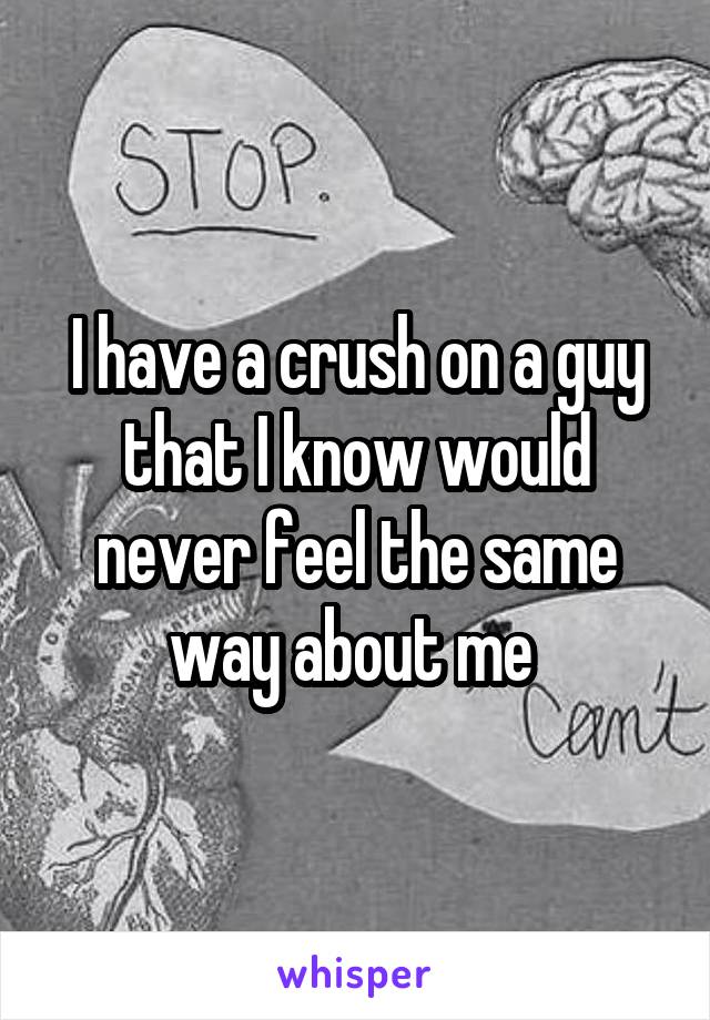 I have a crush on a guy that I know would never feel the same way about me 