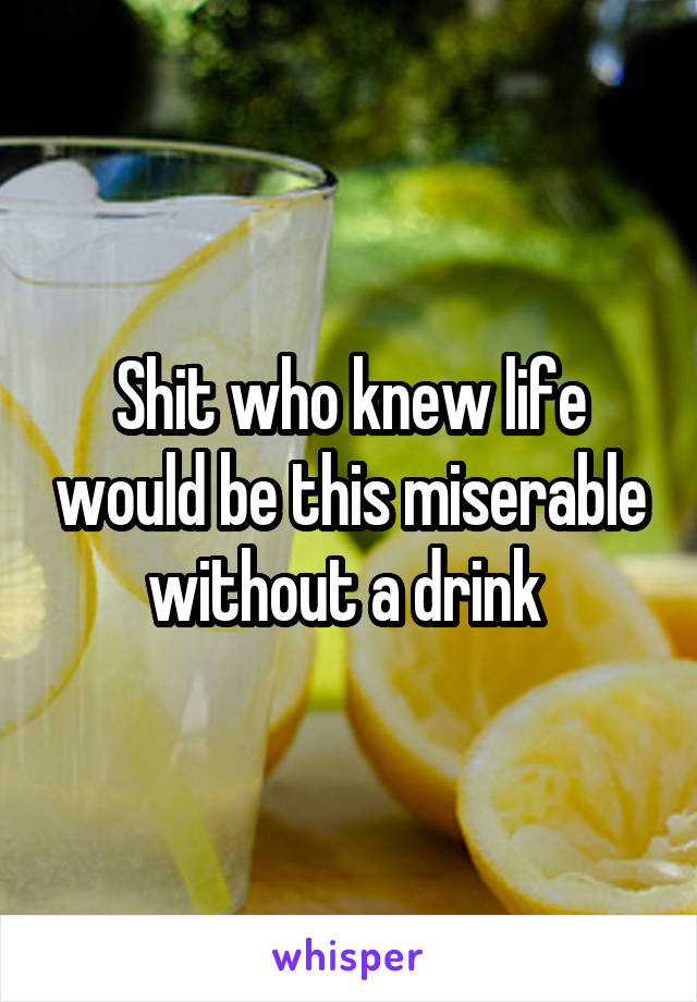 Shit who knew life would be this miserable without a drink 