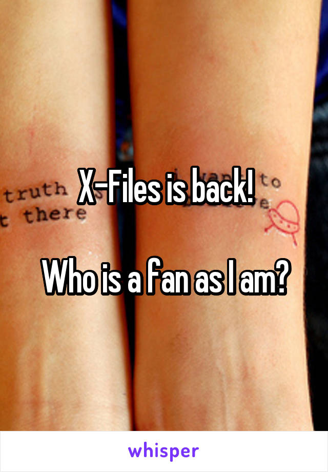 X-Files is back!

Who is a fan as I am?