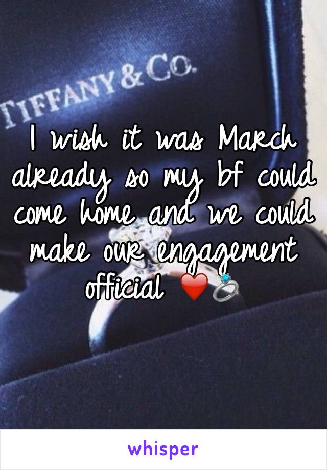 I wish it was March already so my bf could come home and we could make our engagement official ❤️💍