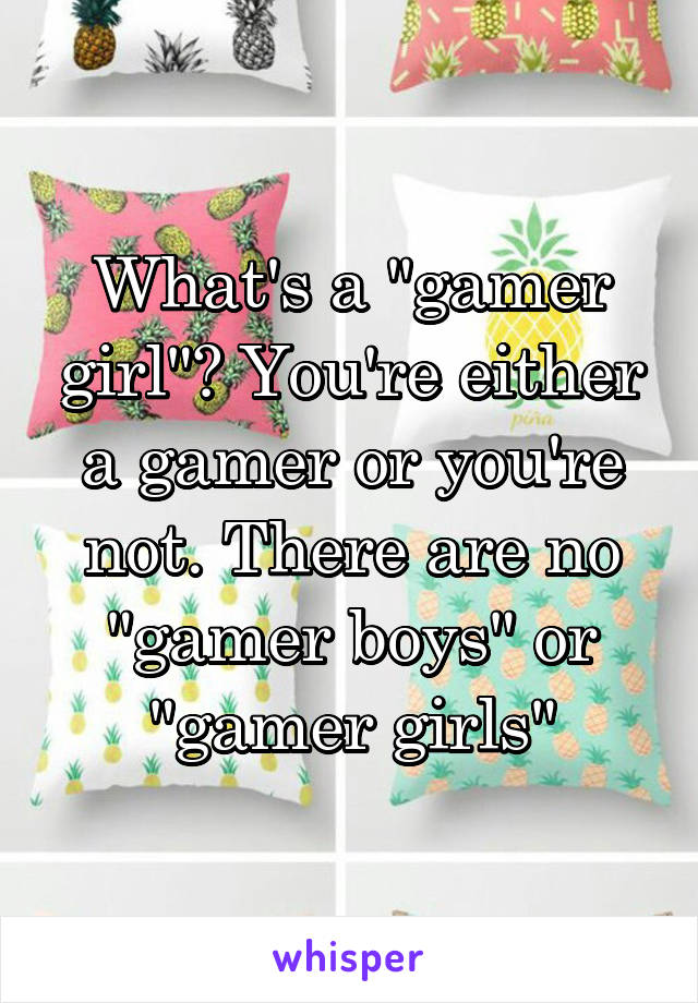 What's a "gamer girl"? You're either a gamer or you're not. There are no "gamer boys" or "gamer girls"