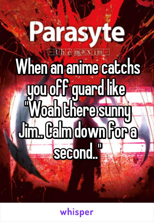 When an anime catchs you off guard like 
"Woah there sunny Jim.. Calm down for a second.."