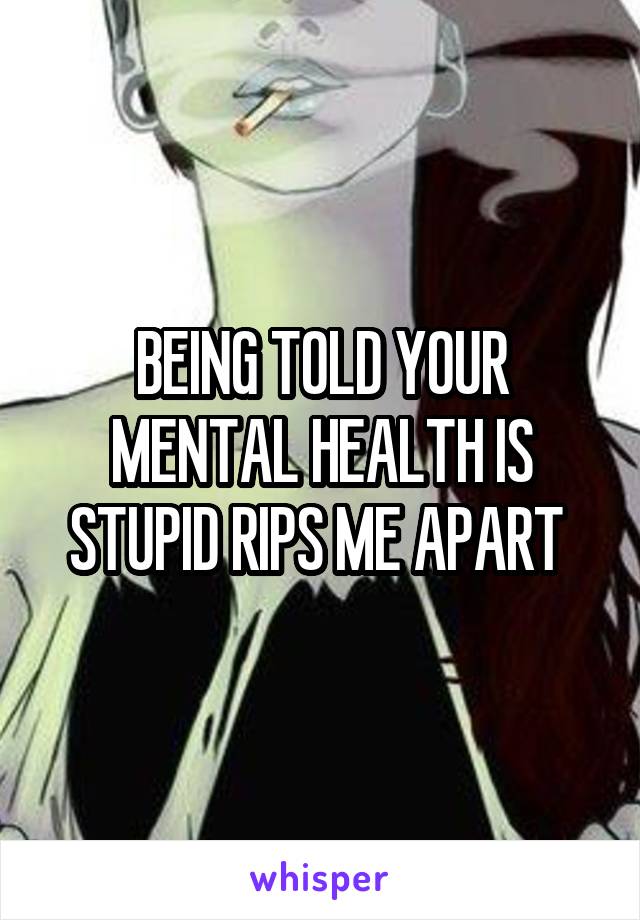 BEING TOLD YOUR MENTAL HEALTH IS STUPID RIPS ME APART 