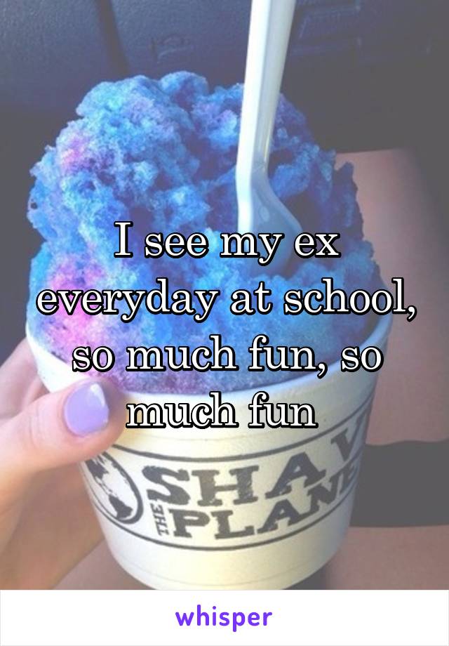 I see my ex everyday at school, so much fun, so much fun 