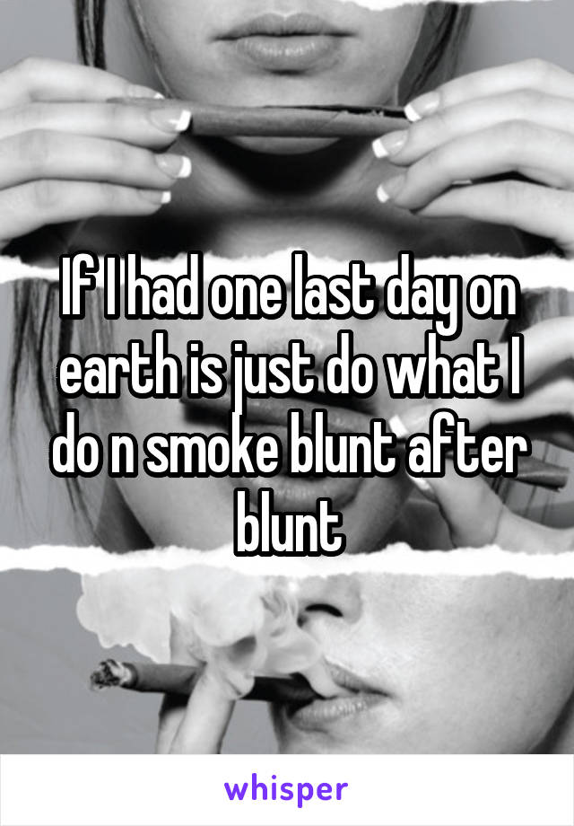 If I had one last day on earth is just do what I do n smoke blunt after blunt