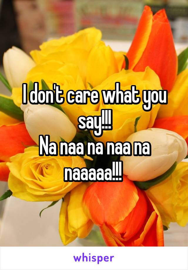 I don't care what you say!!!
Na naa na naa na naaaaa!!! 