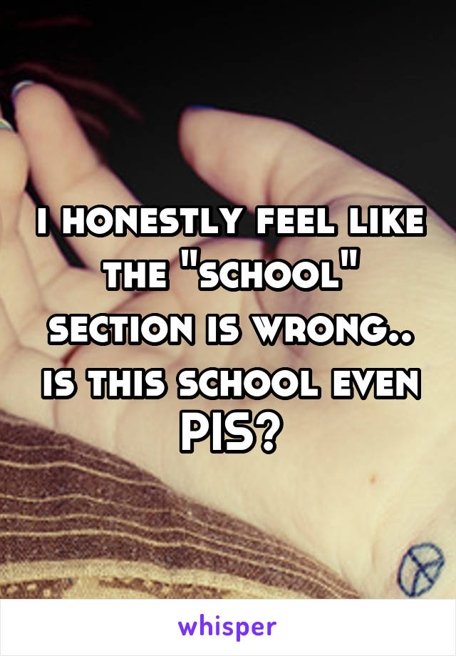 i honestly feel like the "school" section is wrong.. is this school even PIS?